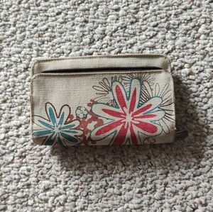 Floral Canvas Wallet with Red and Blue Accents By thirty one